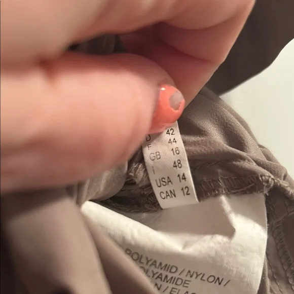 Stretchy Tan Midi Dress with Ruffle - Picture 5 of 5